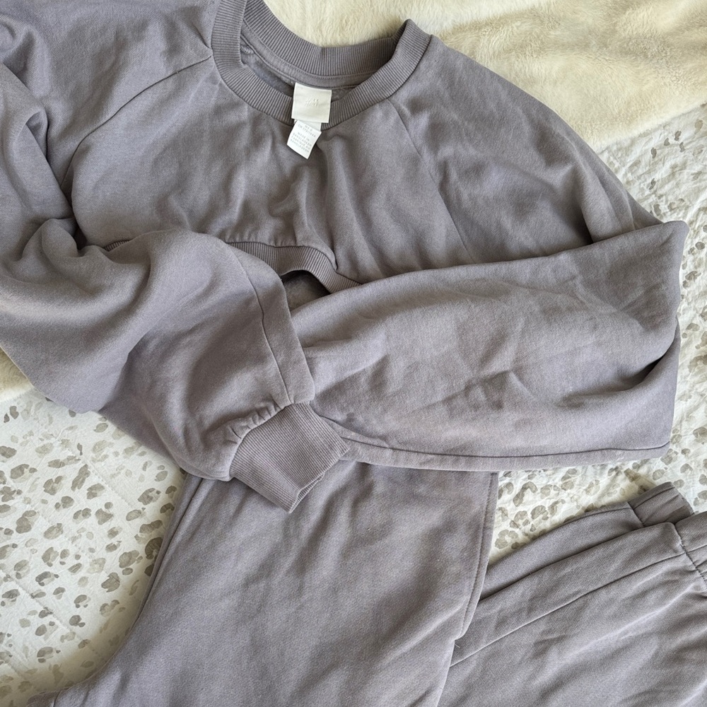 H&M set Cozy Lavender Grey Sweatshirt Set